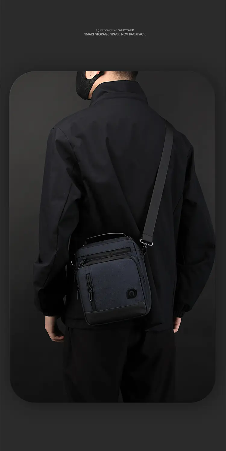 Men's Waterproof Crossbody Bag Large Business Style Black — feature 21