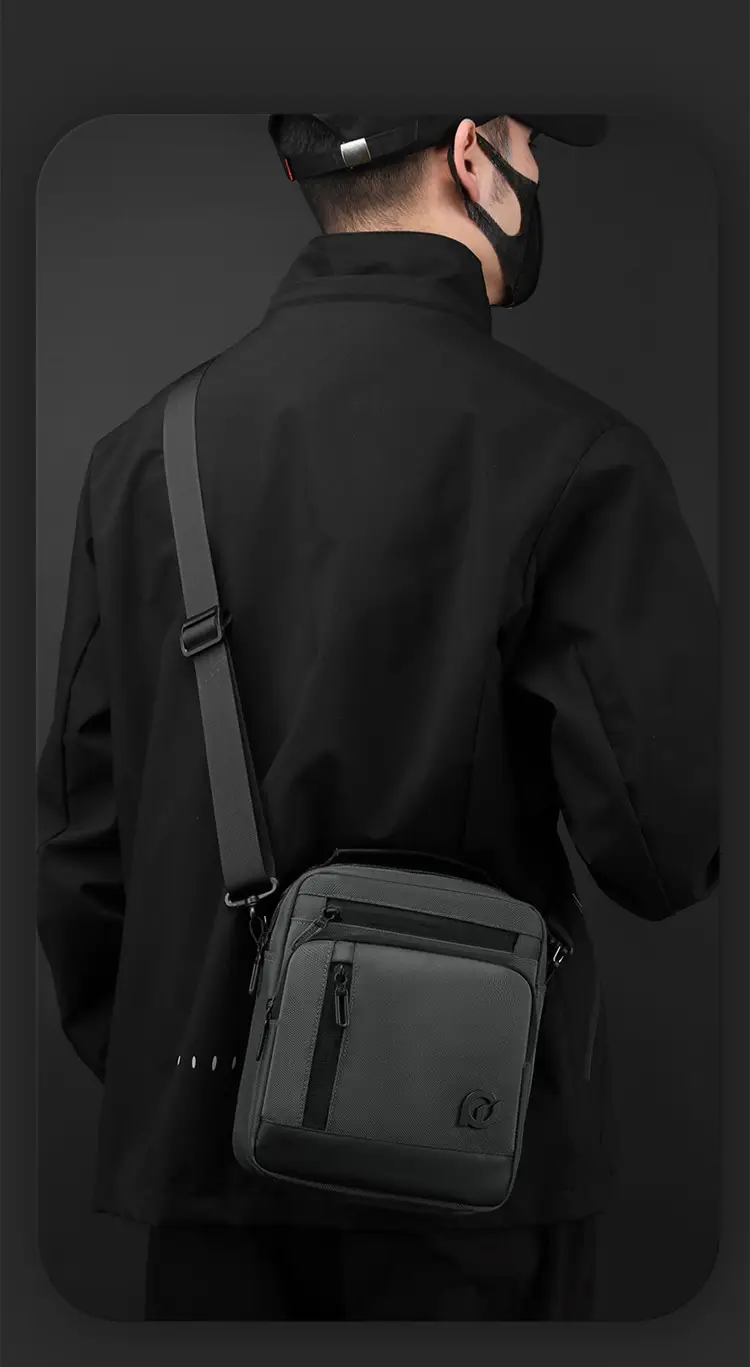 Men's Waterproof Crossbody Bag Large Business Style Black — feature 4