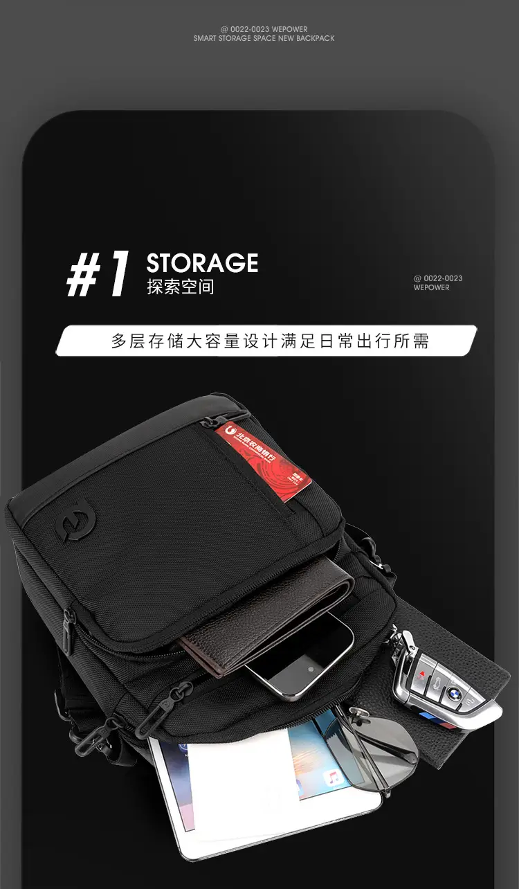 Men's Waterproof Crossbody Bag Large Business Style Black — feature 7