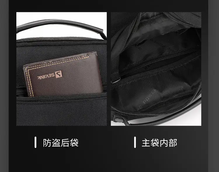 Men's Waterproof Crossbody Bag Large Business Style Black — feature 9