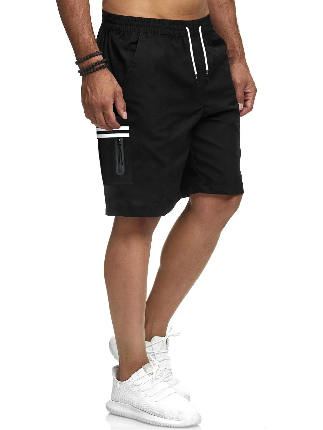 Men Navy Striped Sports Shorts 2024 Summer - Image 6