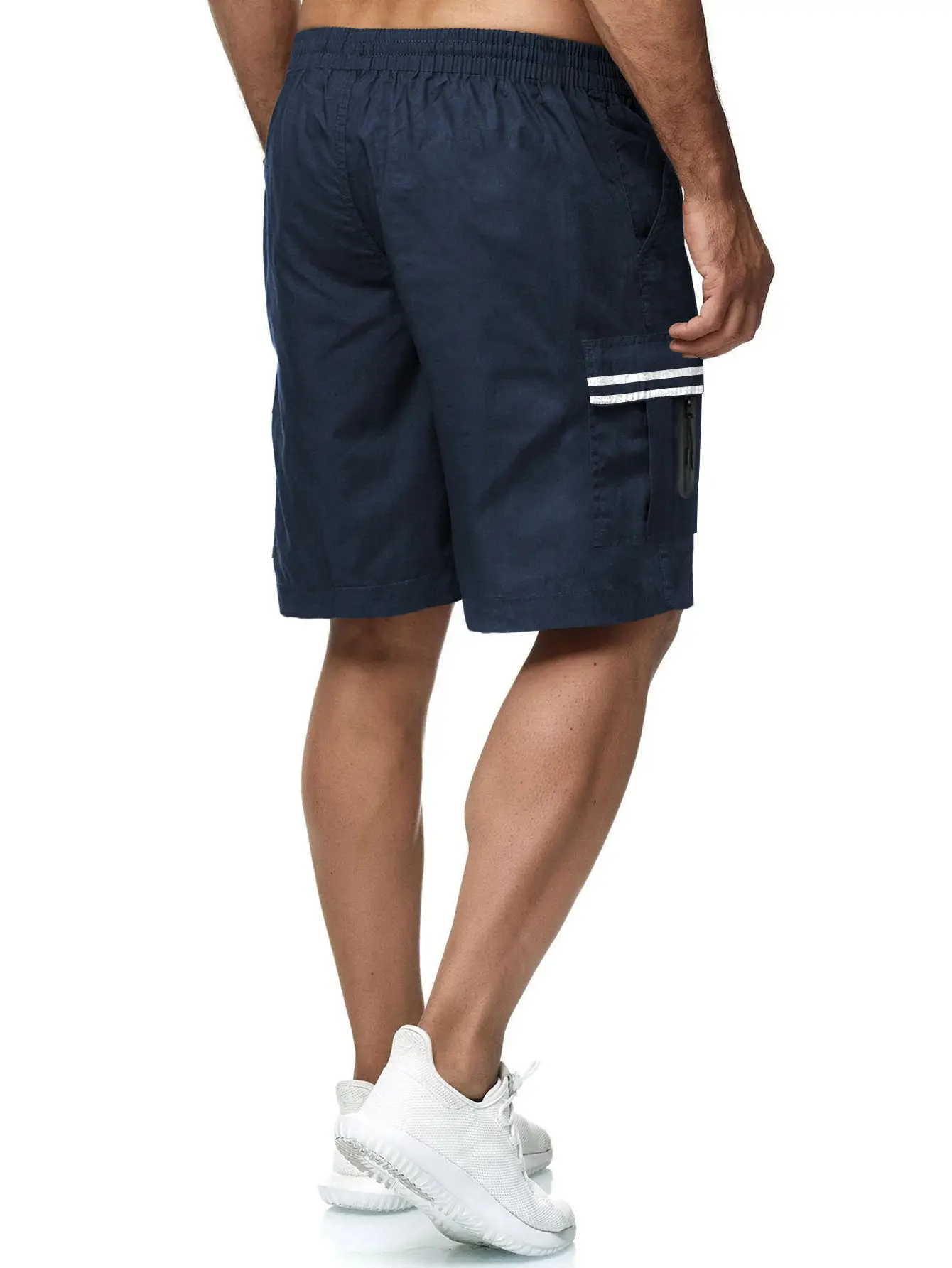 Men Navy Striped Sports Shorts 2024 Summer — feature 3