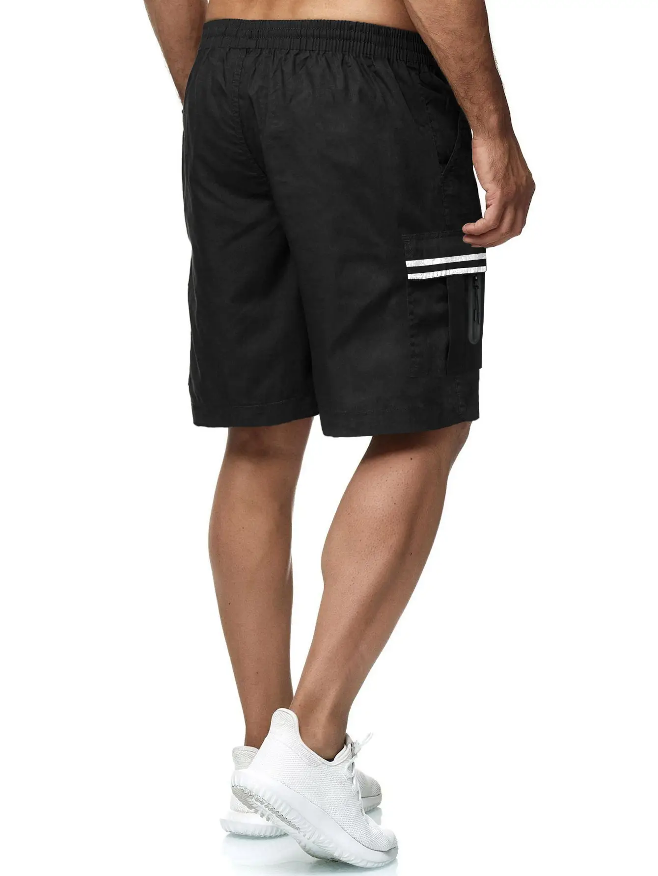 Men Navy Striped Sports Shorts 2024 Summer — feature 5