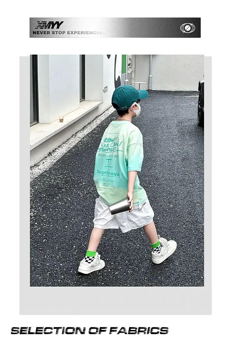 Panda Yuan Yuan Boys Cotton T-Shirt Blue White Gradient — feature 41