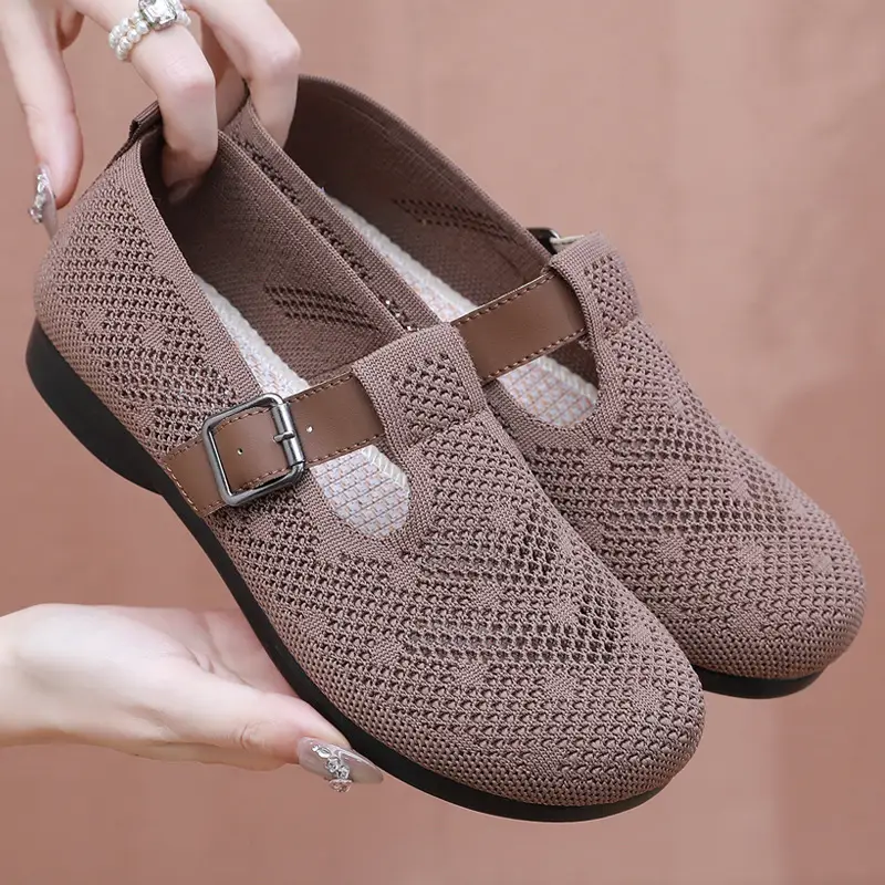Summer Fly-woven Breathable Hollow Mesh Women's Shoes Lazy One-step Mother Shoes Old Beijing Cloth Shoes Casual Bean Shoes - Image 5