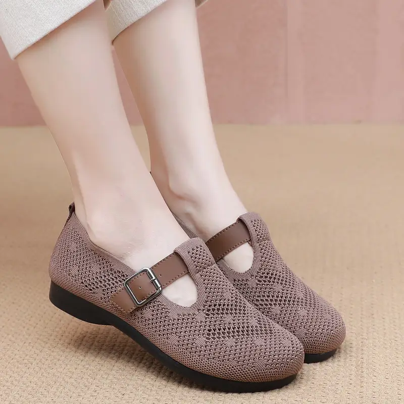Summer Fly-woven Breathable Hollow Mesh Women's Shoes Lazy One-step Mother Shoes Old Beijing Cloth Shoes Casual Bean Shoes - Image 7