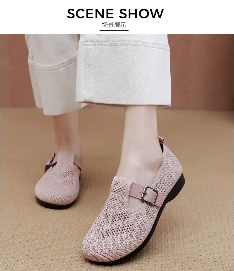 Summer Fly-woven Breathable Hollow Mesh Women's Shoes Lazy One-step Mother Shoes Old Beijing Cloth Shoes Casual Bean Shoes — feature 14