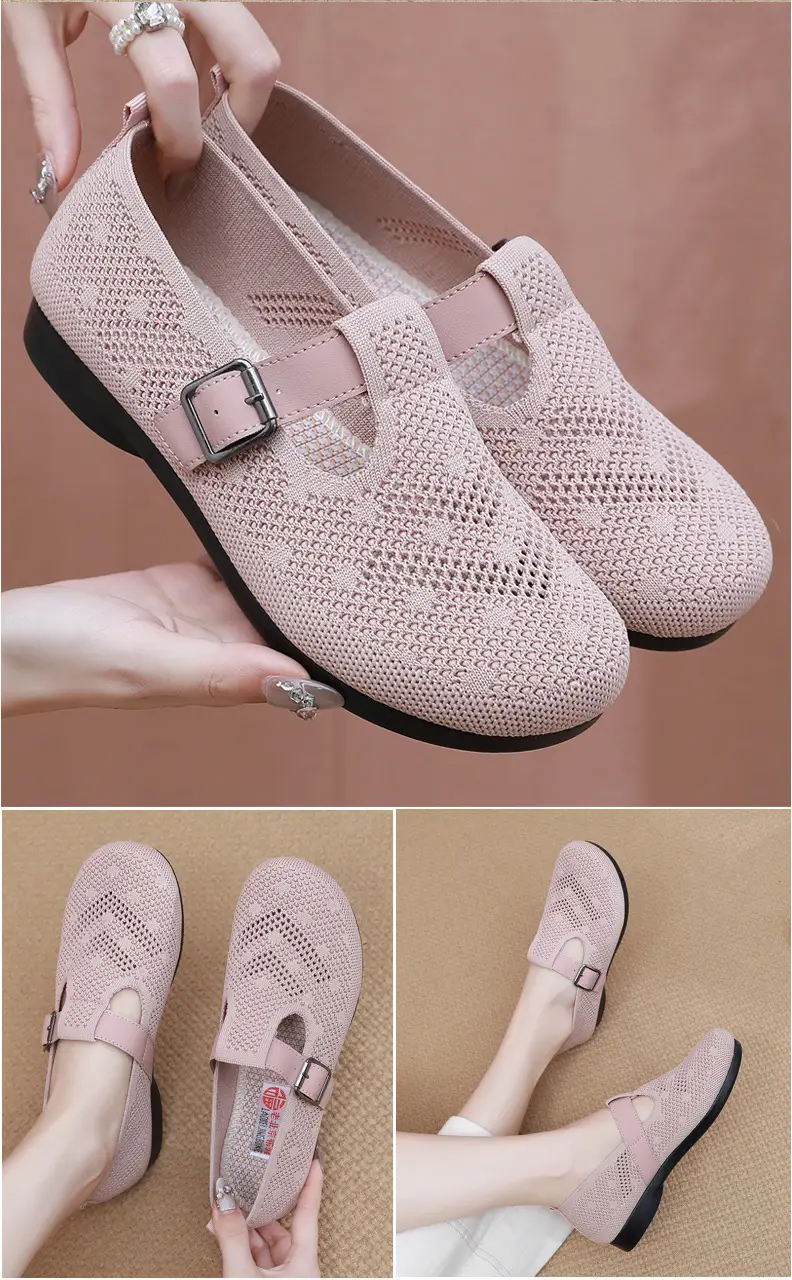 Summer Fly-woven Breathable Hollow Mesh Women's Shoes Lazy One-step Mother Shoes Old Beijing Cloth Shoes Casual Bean Shoes — feature 15