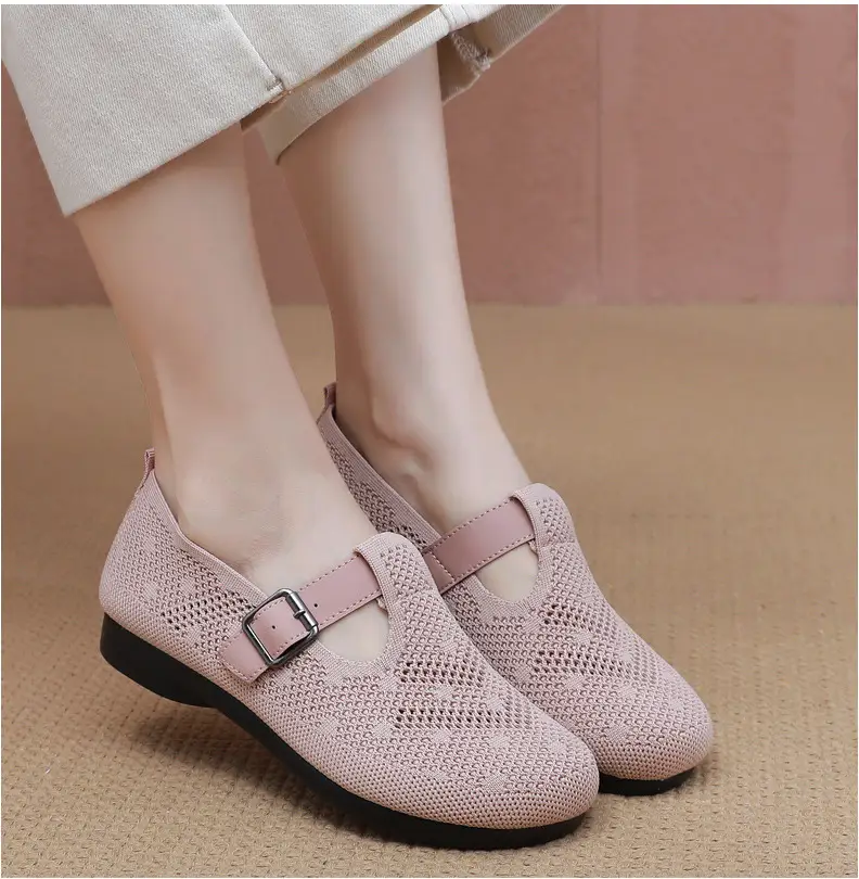 Summer Fly-woven Breathable Hollow Mesh Women's Shoes Lazy One-step Mother Shoes Old Beijing Cloth Shoes Casual Bean Shoes — feature 16