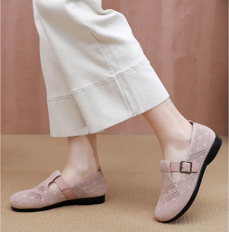 Summer Fly-woven Breathable Hollow Mesh Women's Shoes Lazy One-step Mother Shoes Old Beijing Cloth Shoes Casual Bean Shoes — feature 17