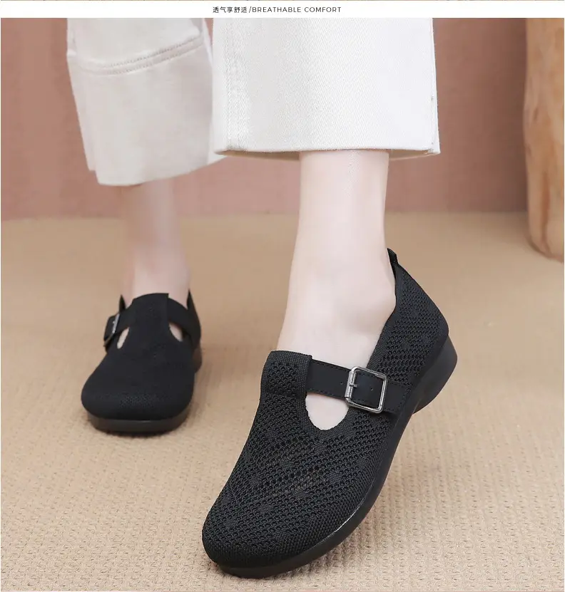 Summer Fly-woven Breathable Hollow Mesh Women's Shoes Lazy One-step Mother Shoes Old Beijing Cloth Shoes Casual Bean Shoes — feature 18