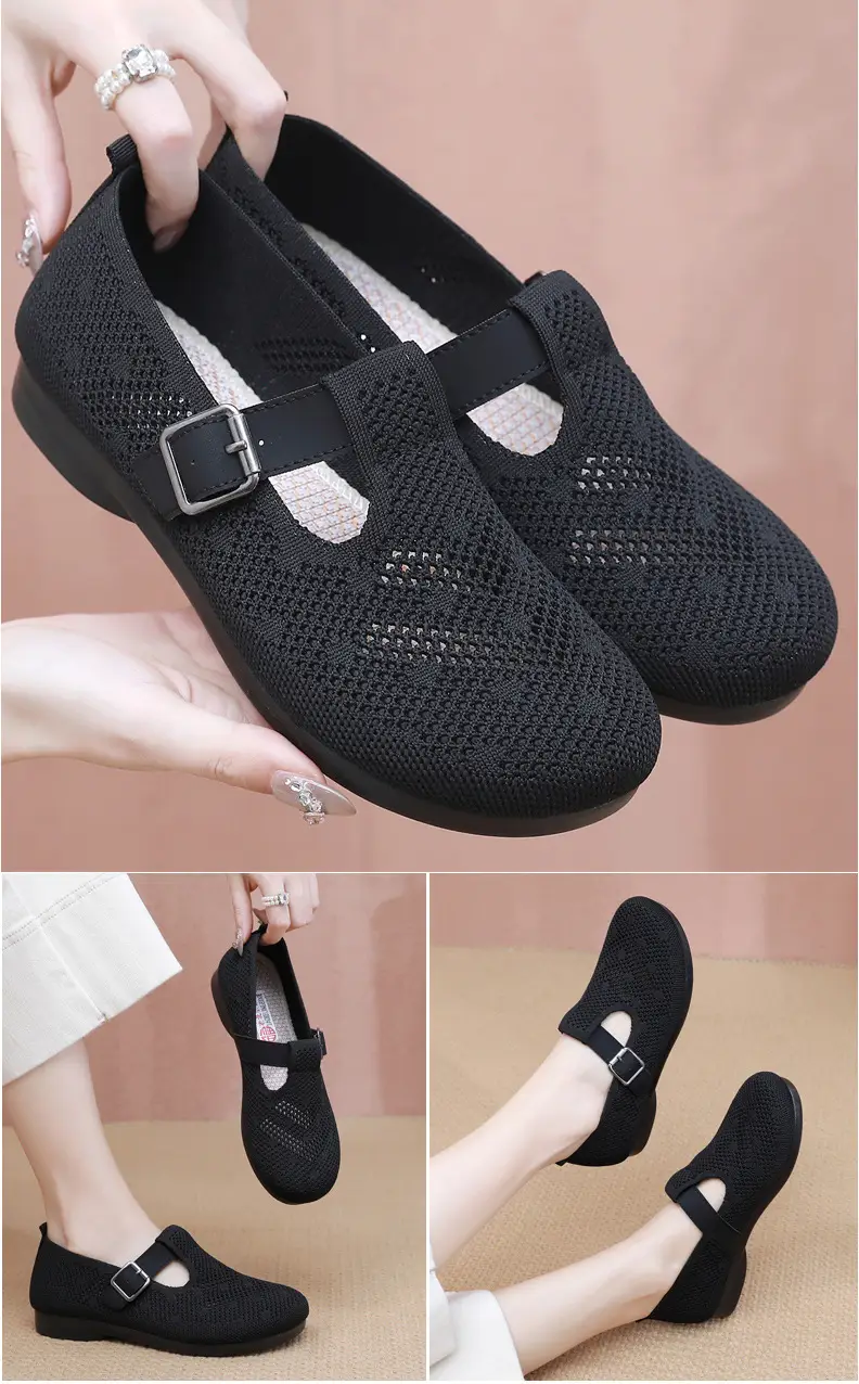 Summer Fly-woven Breathable Hollow Mesh Women's Shoes Lazy One-step Mother Shoes Old Beijing Cloth Shoes Casual Bean Shoes — feature 19