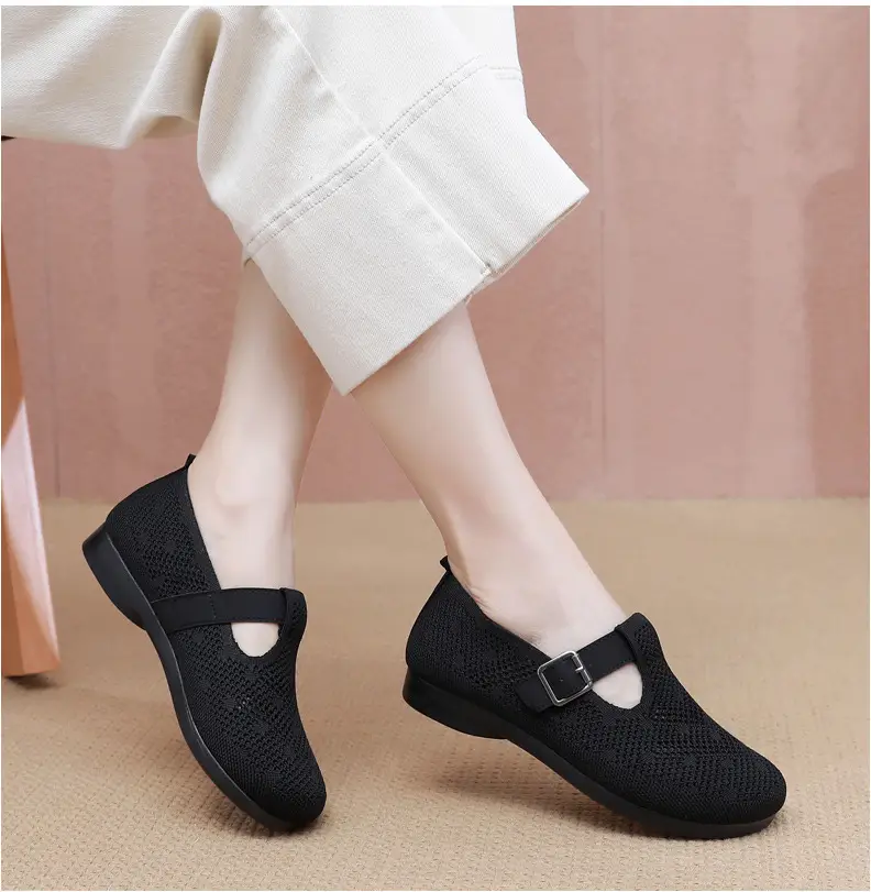 Summer Fly-woven Breathable Hollow Mesh Women's Shoes Lazy One-step Mother Shoes Old Beijing Cloth Shoes Casual Bean Shoes — feature 20