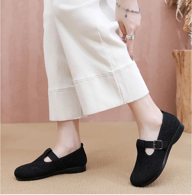 Summer Fly-woven Breathable Hollow Mesh Women's Shoes Lazy One-step Mother Shoes Old Beijing Cloth Shoes Casual Bean Shoes — feature 21