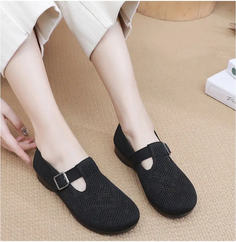 Summer Fly-woven Breathable Hollow Mesh Women's Shoes Lazy One-step Mother Shoes Old Beijing Cloth Shoes Casual Bean Shoes — feature 22