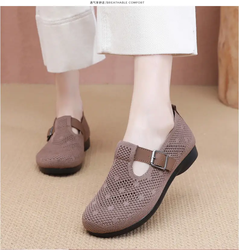 Summer Fly-woven Breathable Hollow Mesh Women's Shoes Lazy One-step Mother Shoes Old Beijing Cloth Shoes Casual Bean Shoes — feature 23