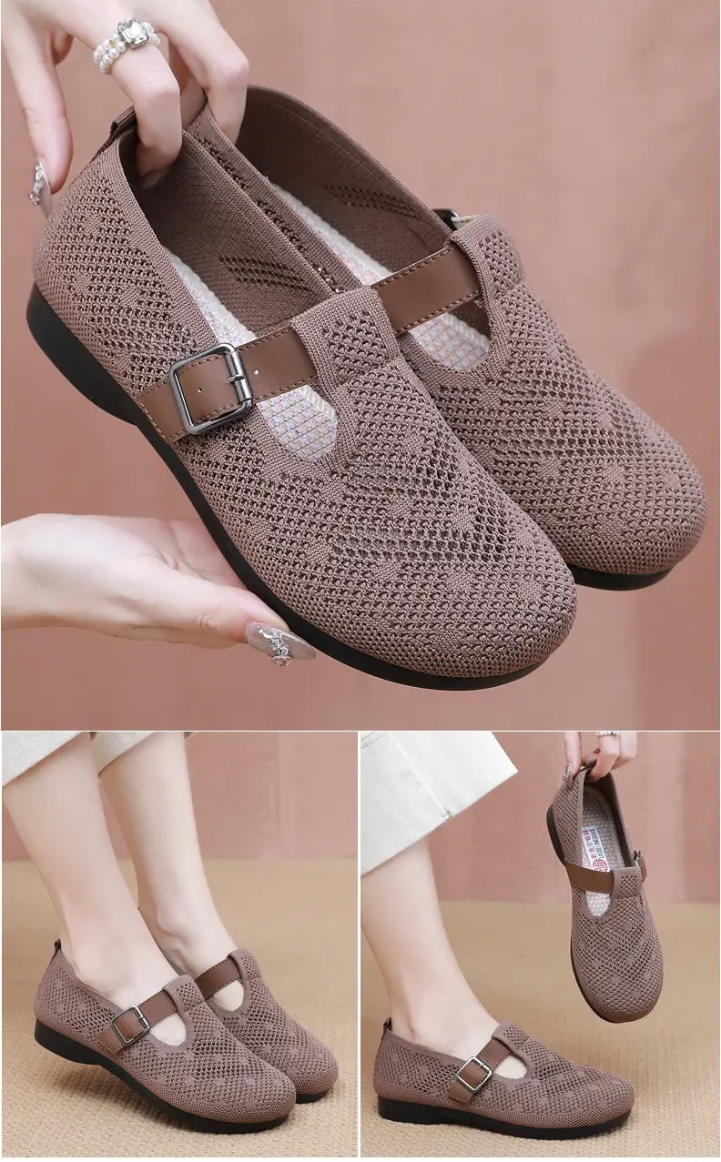 Summer Fly-woven Breathable Hollow Mesh Women's Shoes Lazy One-step Mother Shoes Old Beijing Cloth Shoes Casual Bean Shoes — feature 24