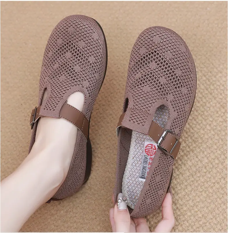 Summer Fly-woven Breathable Hollow Mesh Women's Shoes Lazy One-step Mother Shoes Old Beijing Cloth Shoes Casual Bean Shoes — feature 25