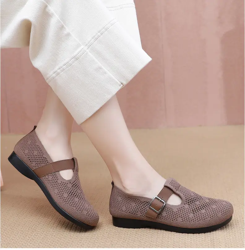 Summer Fly-woven Breathable Hollow Mesh Women's Shoes Lazy One-step Mother Shoes Old Beijing Cloth Shoes Casual Bean Shoes — feature 26