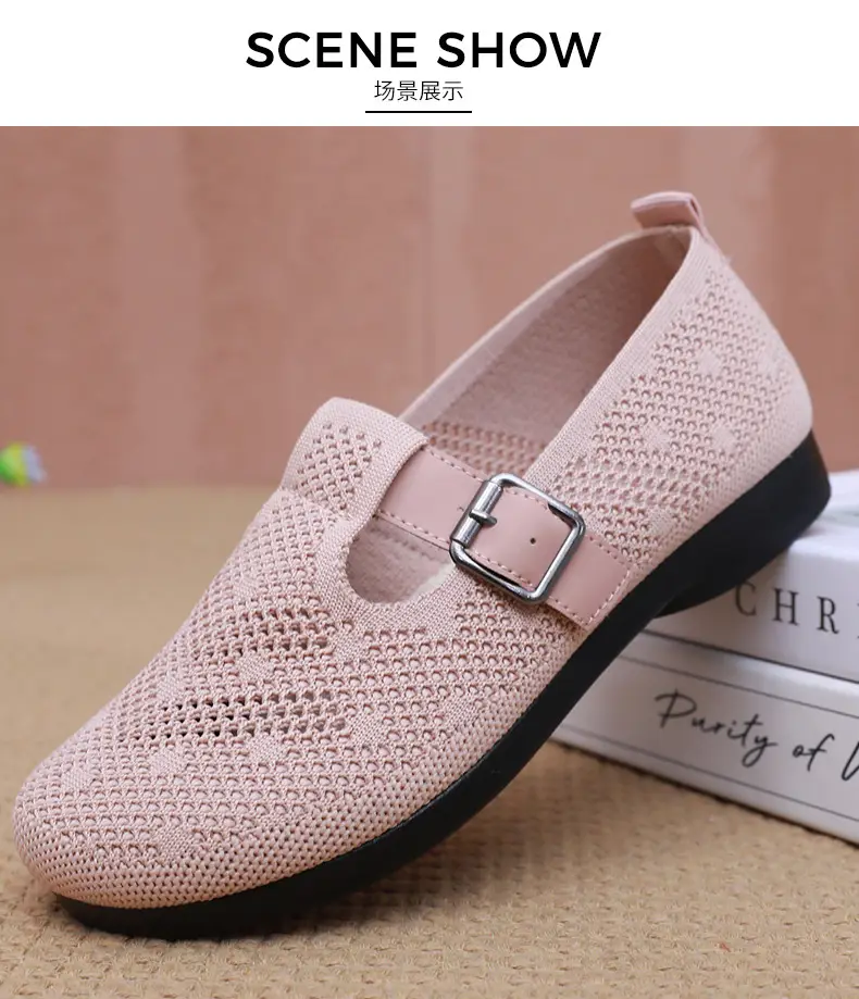 Summer Fly-woven Breathable Hollow Mesh Women's Shoes Lazy One-step Mother Shoes Old Beijing Cloth Shoes Casual Bean Shoes — feature 28