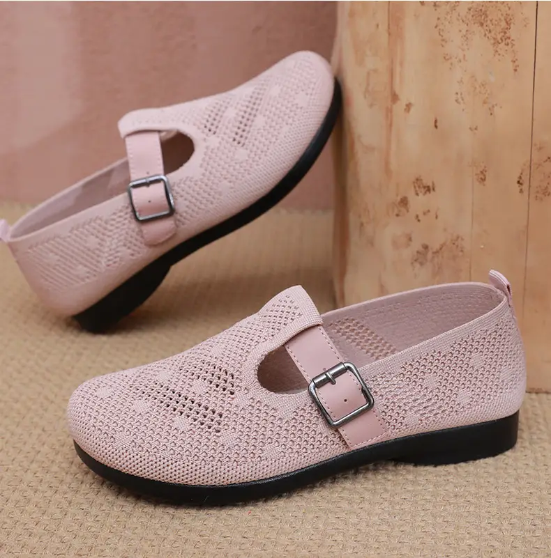 Summer Fly-woven Breathable Hollow Mesh Women's Shoes Lazy One-step Mother Shoes Old Beijing Cloth Shoes Casual Bean Shoes — feature 30