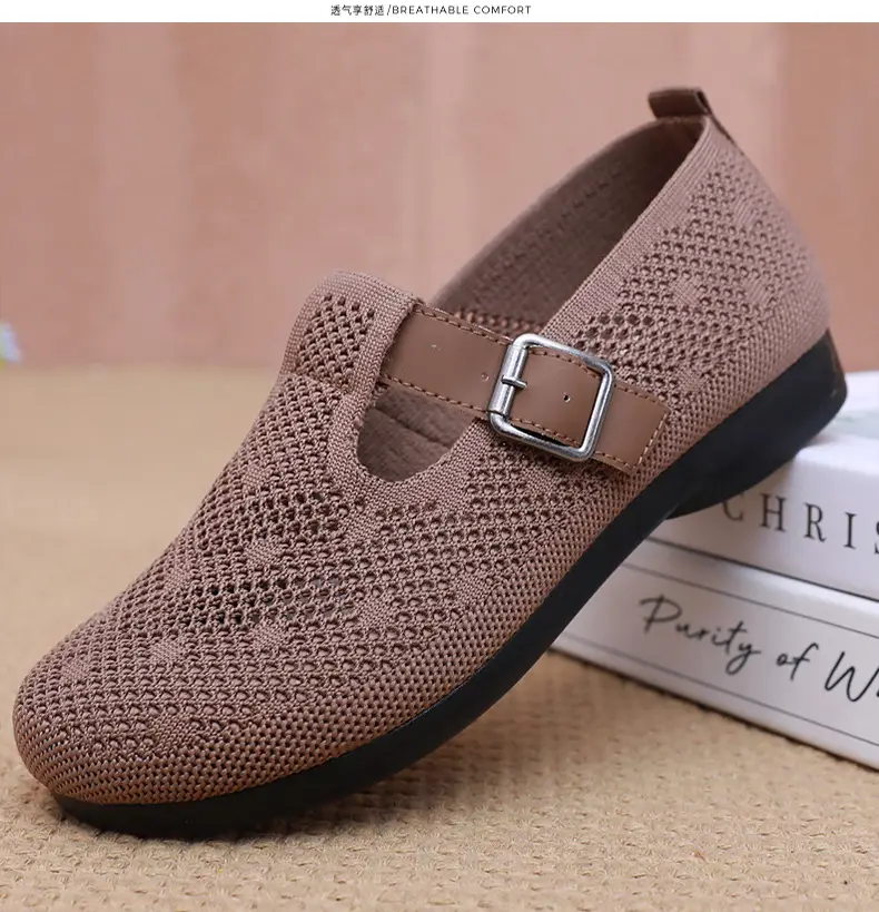 Summer Fly-woven Breathable Hollow Mesh Women's Shoes Lazy One-step Mother Shoes Old Beijing Cloth Shoes Casual Bean Shoes — feature 32