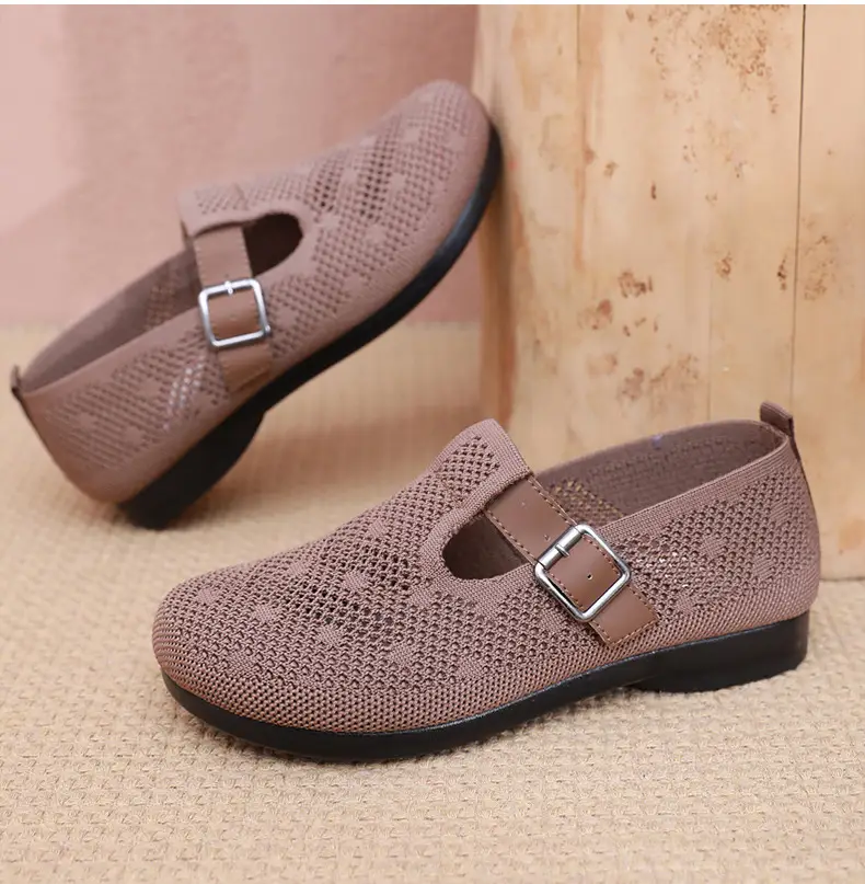 Summer Fly-woven Breathable Hollow Mesh Women's Shoes Lazy One-step Mother Shoes Old Beijing Cloth Shoes Casual Bean Shoes — feature 34