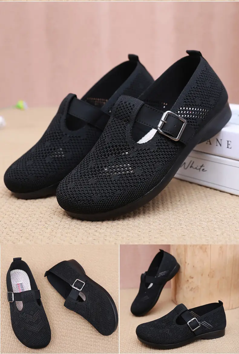 Summer Fly-woven Breathable Hollow Mesh Women's Shoes Lazy One-step Mother Shoes Old Beijing Cloth Shoes Casual Bean Shoes — feature 37