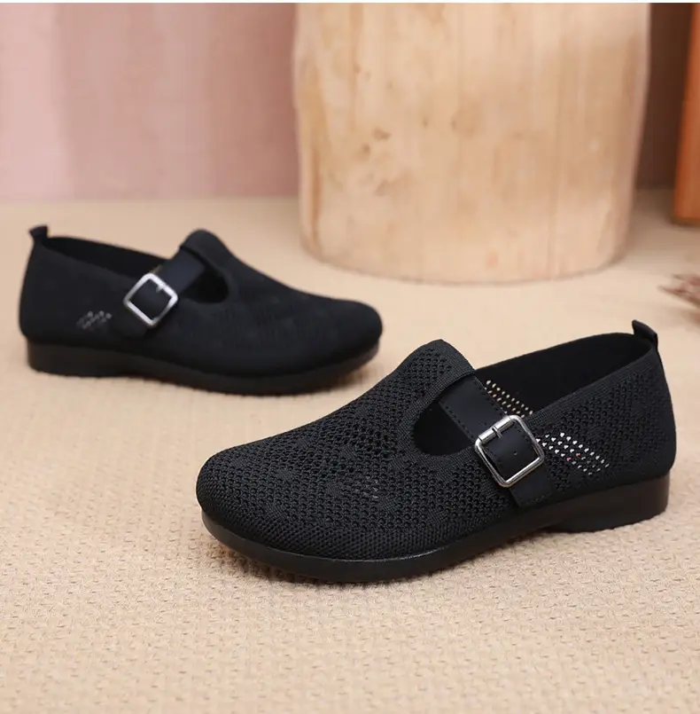 Summer Fly-woven Breathable Hollow Mesh Women's Shoes Lazy One-step Mother Shoes Old Beijing Cloth Shoes Casual Bean Shoes — feature 38
