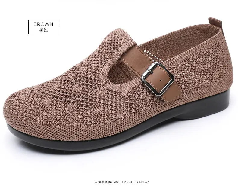 Summer Fly-woven Breathable Hollow Mesh Women's Shoes Lazy One-step Mother Shoes Old Beijing Cloth Shoes Casual Bean Shoes — feature 44