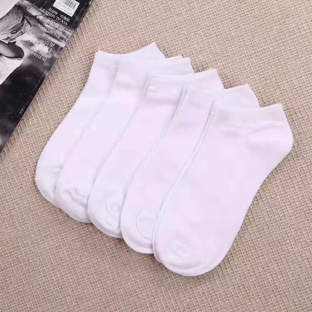 Support Dropshipping Socks for Men, Low-Cut Pure Color Boat Socks, Sweat-Absorbent and Breathable Sports Socks for Male Students, Black and White Gray
