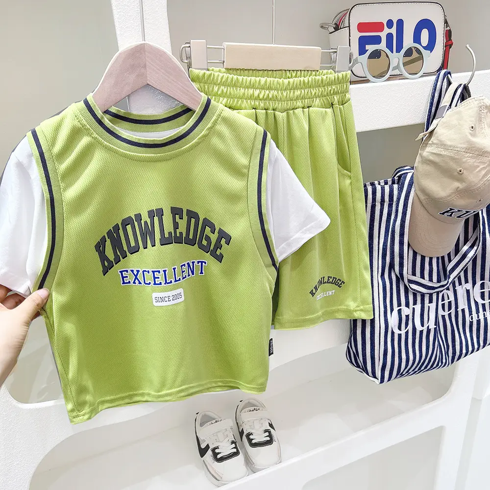 Children's Boys Shorts Set Blue Green Summer Shorts - Image 5