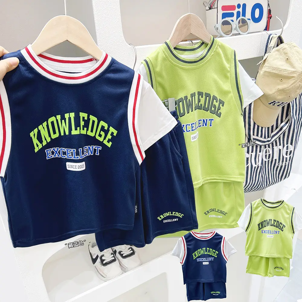 Children's Boys Shorts Set Blue Green Summer Shorts — feature 1