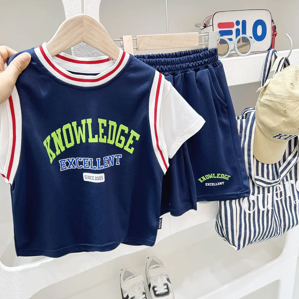 Children's Boys Shorts Set Blue Green Summer Shorts — feature 2