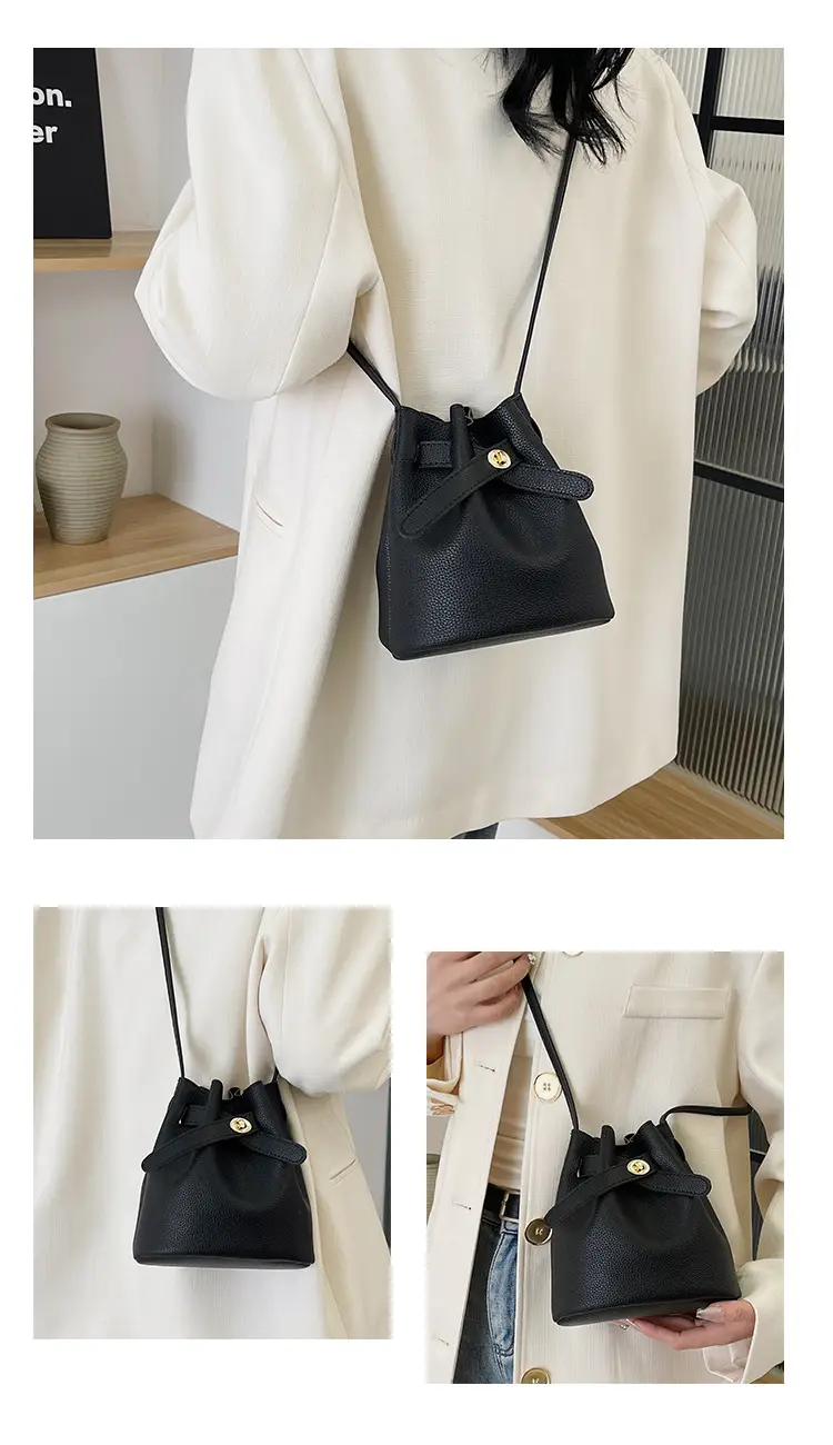 Black K-Style Bucket Bag for Women — feature 12