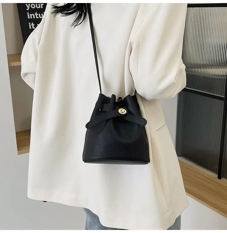 Black K-Style Bucket Bag for Women — feature 38
