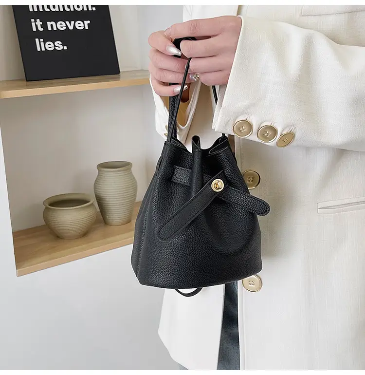 Black K-Style Bucket Bag for Women — feature 39