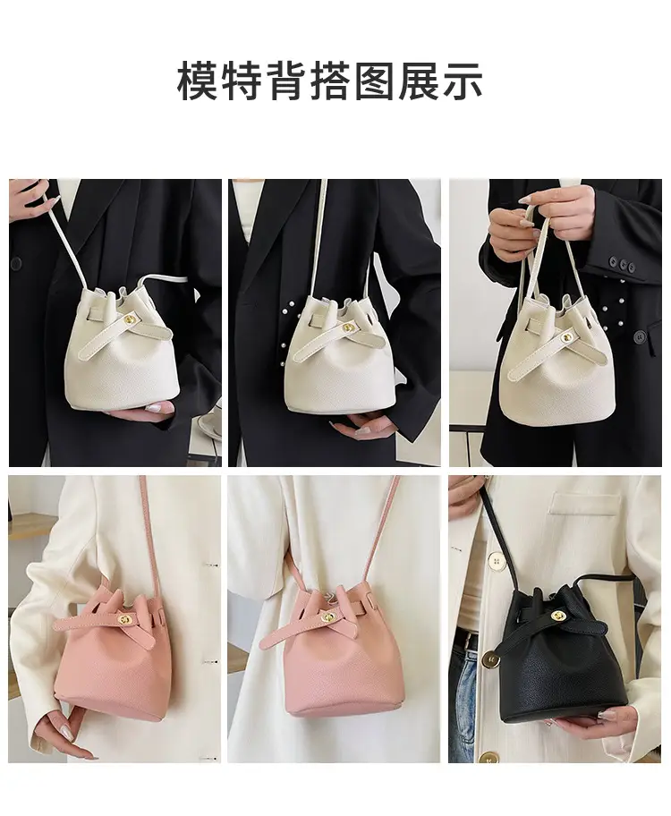 Black K-Style Bucket Bag for Women — feature 9