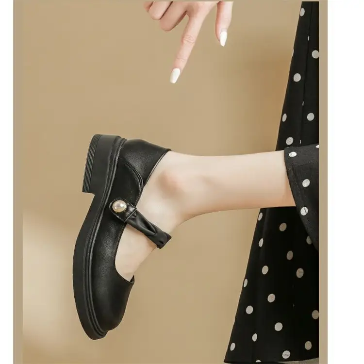 Chanel Style Soft Leather Shoes Women's 2024 New Summer Small Leather Shoes All-match Single Shoes Shallow Mouth Gentle Mary Jane Shoes — feature 20