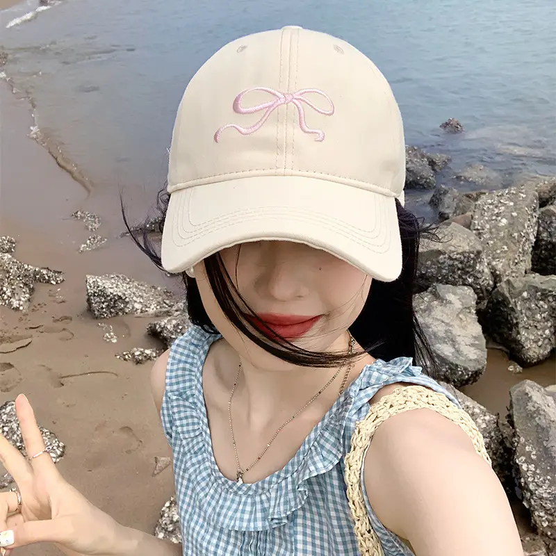 Women's Korean Bow Baseball Cap Large Head Circumference - Image 7