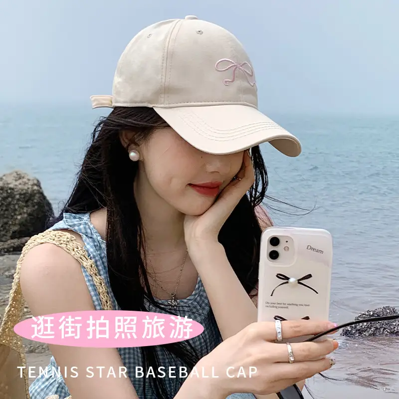 Women's Korean Bow Baseball Cap Large Head Circumference - Image 10