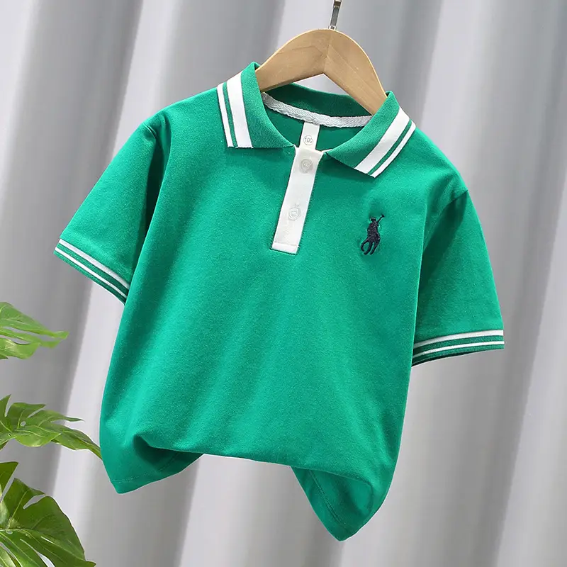 Boys Green Polo T-Shirt Short Sleeve 2025