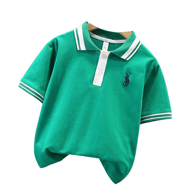 Boys Green Polo T-Shirt Short Sleeve 2025