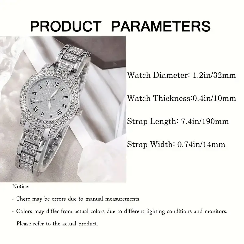 5pcs Diamond Watch Set for Women Roman Quartz Bracelet — feature 2