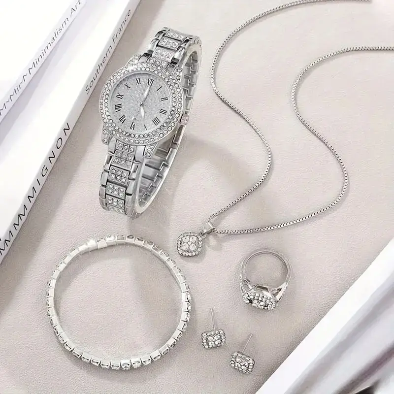 5pcs Diamond Watch Set for Women Roman Quartz Bracelet — feature 3