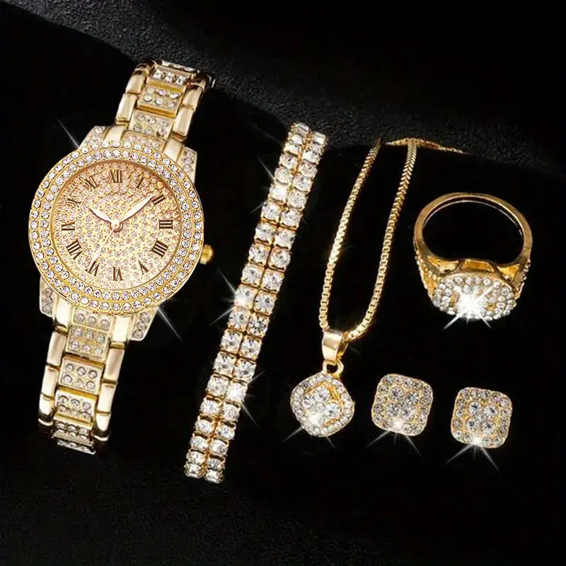 5pcs Diamond Watch Set for Women Roman Quartz Bracelet — feature 9