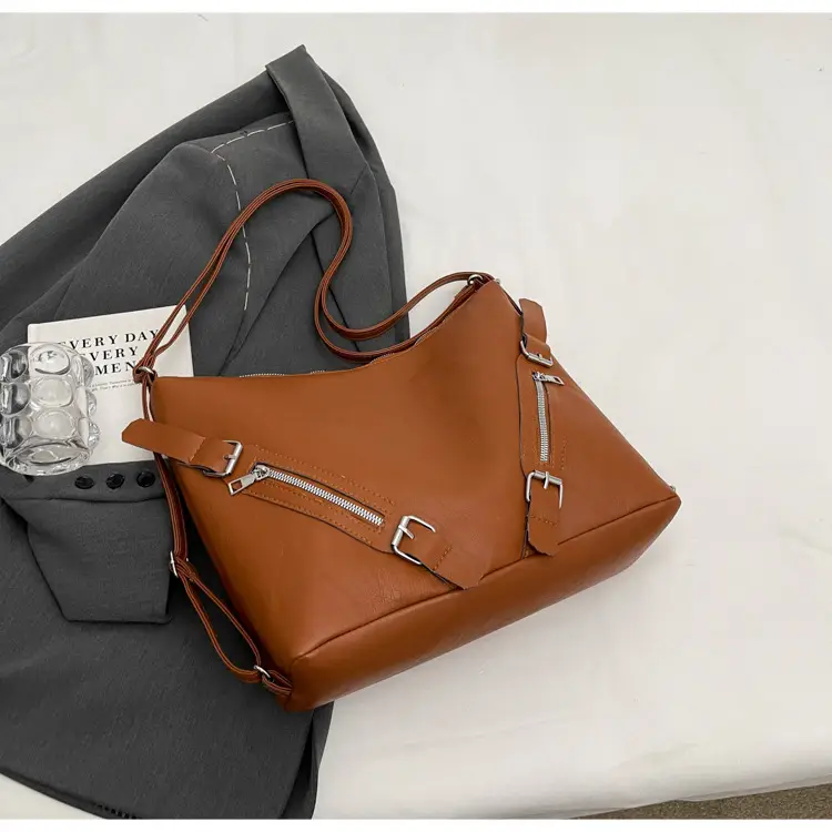 2024 Korean Style Women's Tan Shoulder Bag with Crossbody Strap — feature 17
