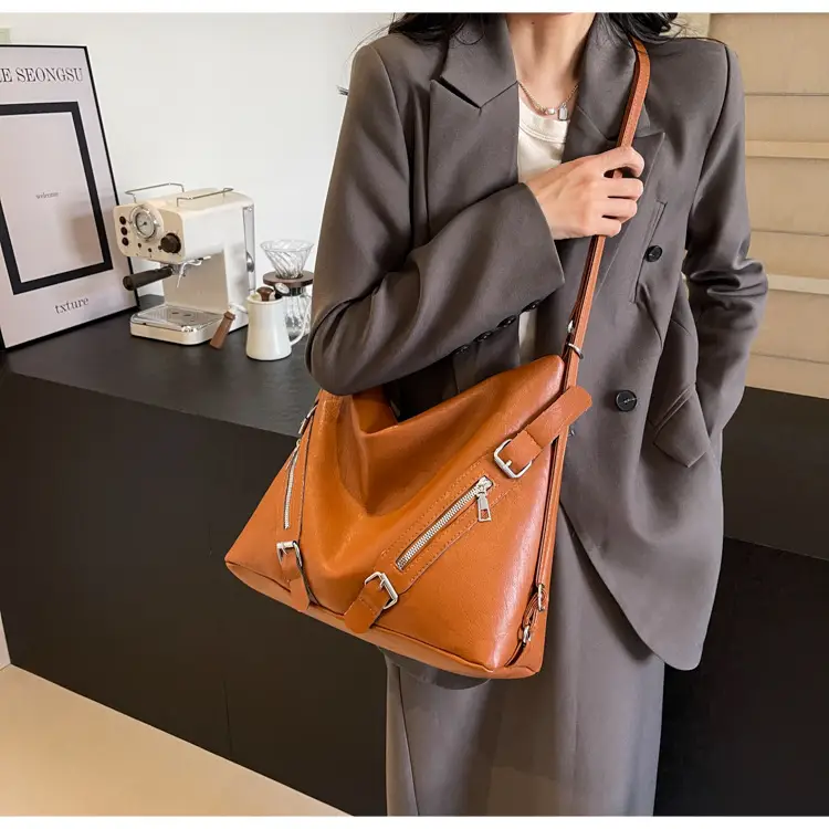2024 Korean Style Women's Tan Shoulder Bag with Crossbody Strap — feature 26