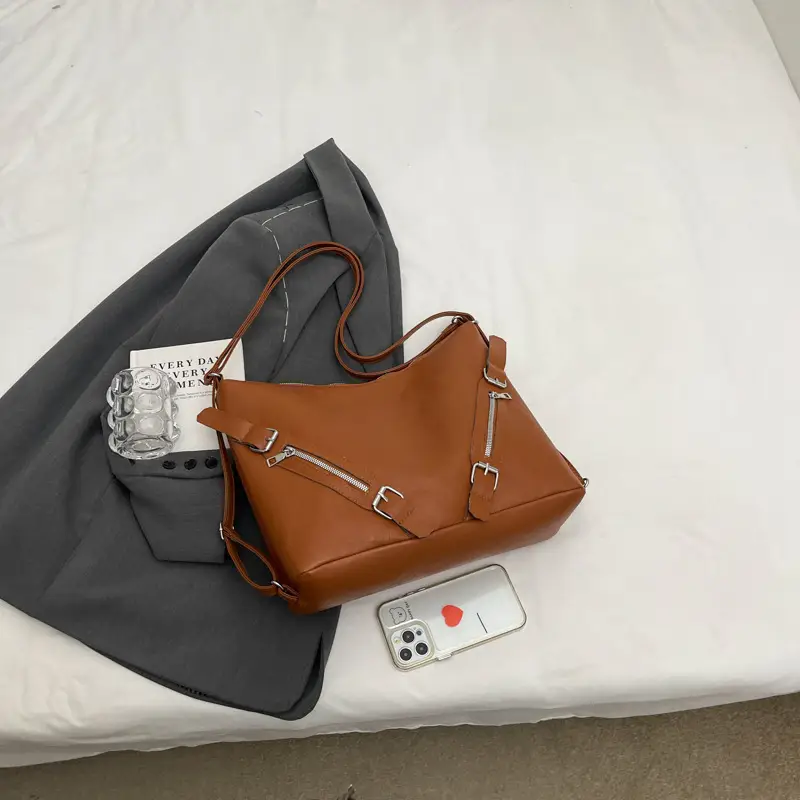 2024 Korean Style Women's Tan Shoulder Bag with Crossbody Strap - Image 2