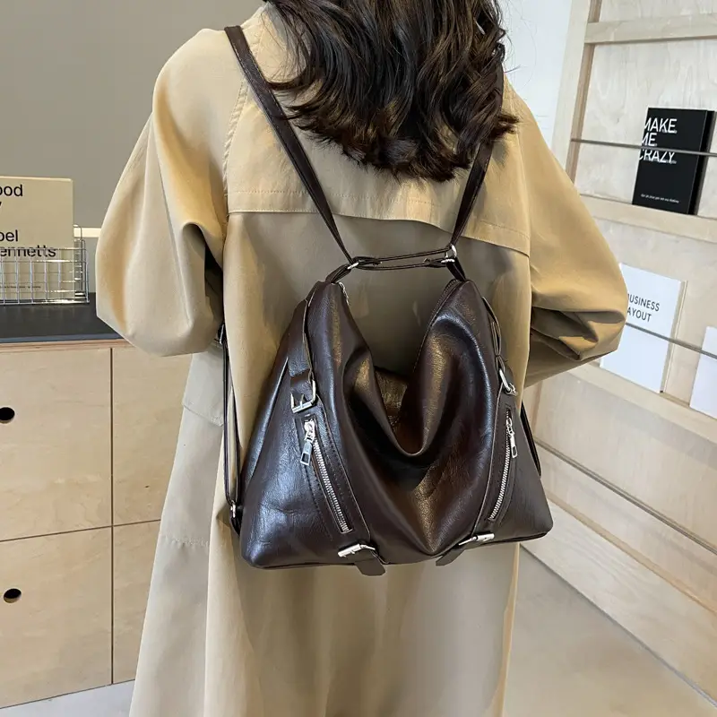 2024 Korean Style Women's Tan Shoulder Bag with Crossbody Strap - Image 3